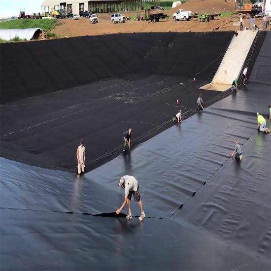 Geosynthetics lining contractor installing HDPE geomembrane and geotextile systems in India